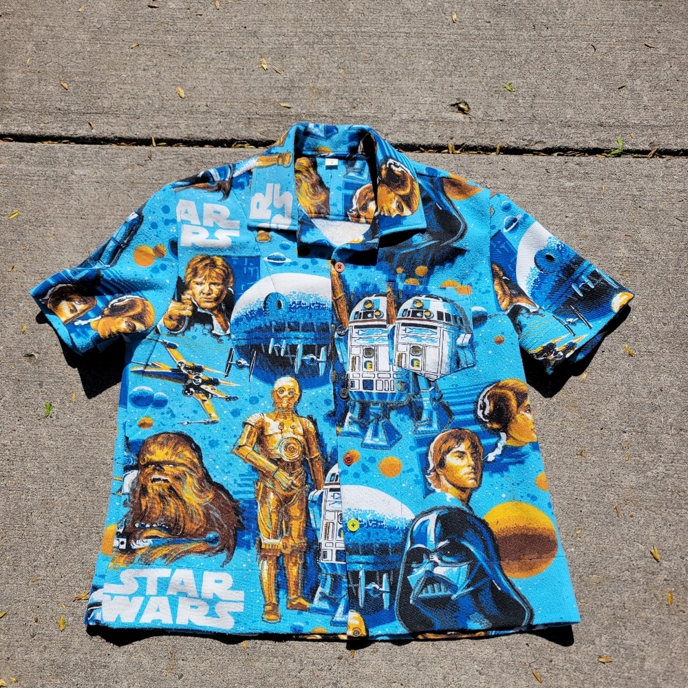 Vintage Canadian professionally hand made local STAR WARS bedsheets button up sh